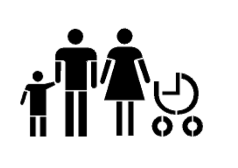 Family with stroller stencil